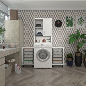Çamaşır Makinesi Dolabı Sinemsepetduble Byz 05 Li Banyo Arkalıksız Kurutma Bulaşık