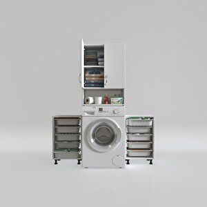 Çamaşır Makinesi Dolabı Sinemsepetduble Byz 05 Li Banyo Arkalıksız Kurutma Bulaşık