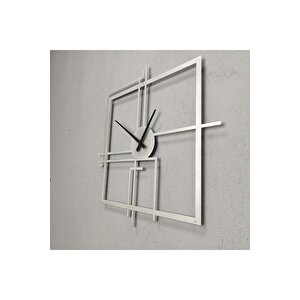 Kare Querencia Metal Gümüş / Silver Duvar Saati - Ev / Ofis Saati - Hediye Saat 50 X 50 Cm 50x50 cm