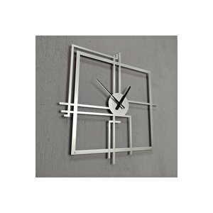 Kare Querencia Metal Gümüş / Silver Duvar Saati - Ev / Ofis Saati - Hediye Saat 50 X 50 Cm 50x50 cm