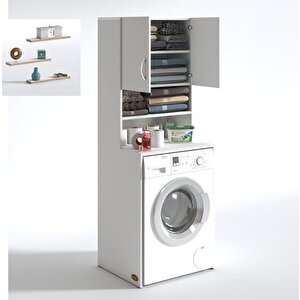Çamaşır Makinesi Dolabı Hayzum Byz Kurutma Dolabı + Debernuş Duvar Rafı Hediyeli