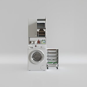 Çamaşır Makinesi Dolabı Avdotyasepet Byz 05 Li Banyo Arkalıksız Kurutma Bulaşık