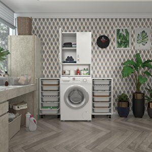 Çamaşır Makinesi Dolabı Sinemsepetduble Byz 06 Lı Banyo Arkalıksız Kurutma Bulaşık