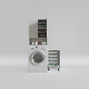 Çamaşır Makinesi Dolabı Sinemsepet Byz 05 Li Banyo Arkalıksız Kurutma Bulaşık