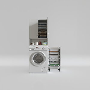 Kenzlife Çamaşır Makinesi Dolabı Sinemsepet Byz 06 Lı Banyo Arkalıksız Kurutma Bulaşık
