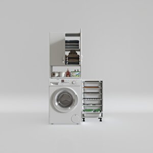 Çamaşır Makinesi Dolabı Avdotyasepet Byz 06 Lı Banyo Arkalıksız Kurutma Bulaşık