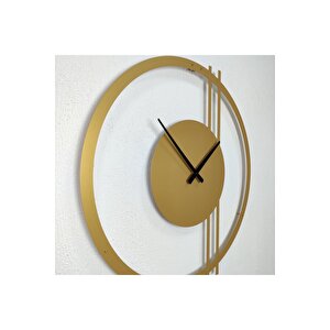 Double Line Metal Gold / Altın Duvar Saati - Ev / Ofis Saati - Hediye Saat - 60 X 58 Cm