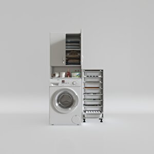 Çamaşır Makinesi Dolabı Sinemsepet Byz 08 Li Banyo Arkalıksız Kurutma Bulaşık