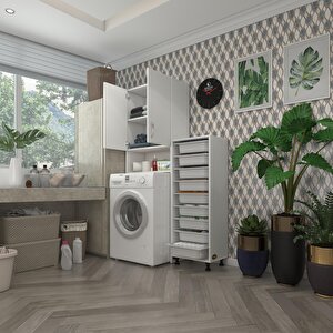 Çamaşır Makinesi Dolabı Sinemsepet Byz 09 Lu Banyo Arkalıksız Kurutma Bulaşık