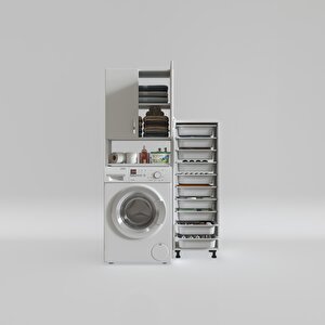 Çamaşır Makinesi Dolabı Avdotyasepet Byz 10 Lu Banyo Arkalıksız Kurutma Bulaşık