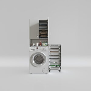 Çamaşır Makinesi Dolabı Sinemsepet Byz 07 Li Banyo Arkalıksız Kurutma Bulaşık