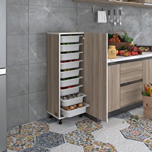 Sepetli Mutfak Dolabı Ruberukapak Crd 122x45x30 Kapaklı Banyo Çamaşır Beyaz 9 Lu Sepet