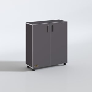 Kenzlife 2 Kapılı Dolap Rabia 088*070*032 Gri Kapaklı Tekerlekli Banyo Mutfak Ofis Kitaplık Ayakkabılık Kiler