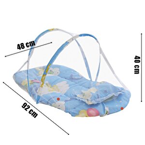Katlanabilir Bebek Cibinlik Sineklik Seti, 92 Cm - Mavi