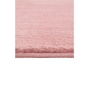 Modern Dekoratif Yuvarlak Puffy Peluş Ponpon Saçaklı Salon Oturma Odası Halısı Pembe