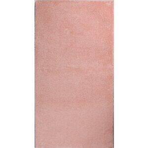 Modern Dekoratif Yuvarlak Puffy Peluş Ponpon Saçaklı Salon Oturma Odası Halısı Pembe