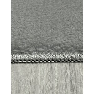 Modern Dekoratif Yuvarlak Puffy Peluş Ponpon Saçaklı Salon Oturma Odası Halısı Gri