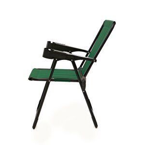 Silva 2 Adet Kamp Sandalyesi Bardaklıklı Lüks Piknik Sandalye Yeşil + Katlanır Mdf Masa Yeşil