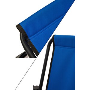 Natura 4 Adet Kamp Sandalyesi Katlanır Piknik Sandalye Oval Bardaklıklı Mavi