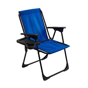 Natura Kamp Sandalyesi Katlanır Piknik Sandalye Dikdörtgen Bardaklıklı Mavi Mavi