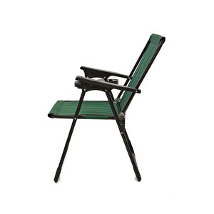 Natura 4 Adet Kamp Sandalyesi Katlanır Piknik Sandalye Oval Bardaklıklı Yeşil Yeşil