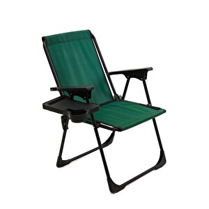 Natura Kamp Sandalyesi Katlanır Piknik Sandalye Dikdörtgen Bardaklıklı Yeşil Yeşil