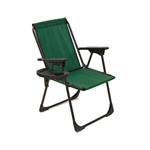 Natura Kamp Sandalyesi Katlanır Piknik Sandalye Oval Bardaklıklı Yeşil Yeşil