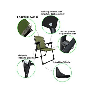Natura Kamp Sandalyesi Katlanır Piknik Sandalye Oval Bardaklıklı Yeşil Yeşil
