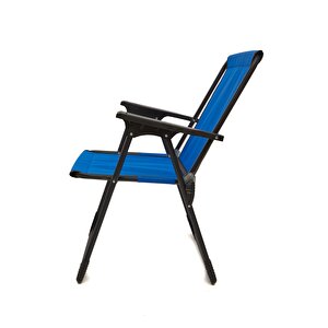 Natura 3 Adet Kamp Sandalyesi Katlanır Piknik Sandalye Oval Bardaklıklı Mavi Mavi