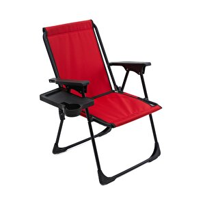 Natura Kamp Sandalyesi Katlanır Piknik Sandalye Dikdörtgen Bardaklıklı Kırmızı Kırmızı