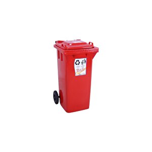 Sağlam Plastik Çöp Ve Atık Konteyneri 240 Lt Tekerlekli Orjinal Kırmızı