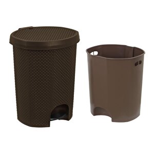 Sağlam Plastik Damla Pedallı Çöp Kovası 3 Nolu İç Kovalı (18 Lt) Kahverengi