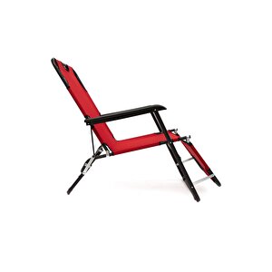 Litus Katlanır Şezlong Plaj Şezlongu Portatif Kamp Sandalyesi Ve Bahçe Şezlongu - Kırmızı Kırmızı