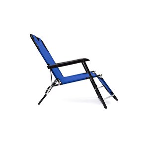 Litus Katlanır Şezlong Plaj Şezlongu Portatif Kamp Sandalyesi Ve Bahçe Şezlongu - Mavi Mavi