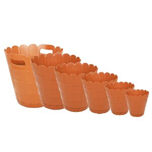 Sağlam Plastik Papatya Saksı 6'lı Set
