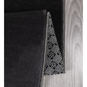 Dekoratif Puffy Peluş Yumuşak Yıkanabilir Kaymaz Taban Kesme Halı Yolluk Antrasit 100x250 cm