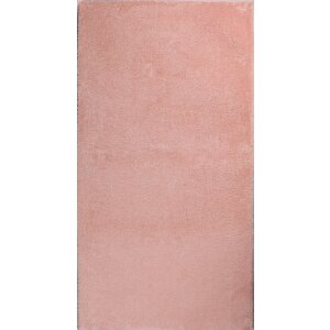 Dekoratif Puffy Peluş Yumuşak Yıkanabilir Kaymaz Taban Kesme Halı Yolluk Pembe 100x300 cm