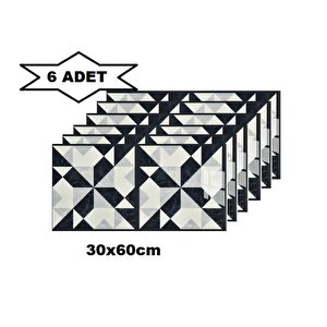 6 Adet 60x30cm Çizgili Geometrik Yapışkanlı Karavan Prefabrik Banyo Wc Duvar Kaplama Paneli Shiny-5