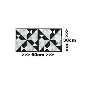 6 Adet 60x30cm Çizgili Geometrik Yapışkanlı Karavan Prefabrik Banyo Wc Duvar Kaplama Paneli Shiny-5