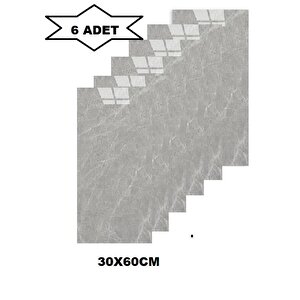 Bs1744 Mermer Desenli 6 Adet 60x30cm Yapışkanlı Esnek Karavan Banyo Duvar Kaplama Paneli Shiny-2
