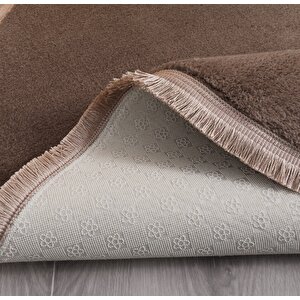Modern Dekoratif Oval Spor Saçaklı Puffy Peluş Halı Yolluk 120x180 cm