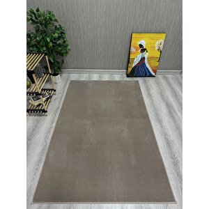 Dekoratif Puffy Peluş Yumuşak Yıkanabilir Kaymaz Taban Kesme Halı Yolluk Vizon 150x300 cm