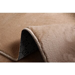 Dekoratif Puffy Peluş Yumuşak Yıkanabilir Kaymaz Taban Kesme Halı Yolluk Bej