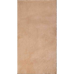 Dekoratif Puffy Peluş Yumuşak Yıkanabilir Kaymaz Taban Kesme Halı Yolluk Bej 80x250 cm