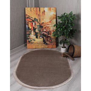 Modern Dekoratif Oval Spor Saçaklı Puffy Peluş Halı Yolluk 100x200 cm