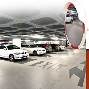 Trafik Güvenlik Aynası 60 Cm Beyaz-kırmızı, Tümsek Ayna, Otopark Aynası
