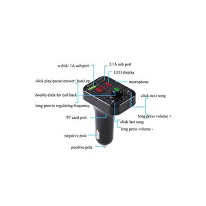 Torima G9 Pd Şarj Özellikli Dijital Göstergeli Bluetooth Fm Transmitter Siyah