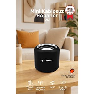 Torima Bluetooth Kablosuz Taşınabilir Hoparlör D12 Siyah