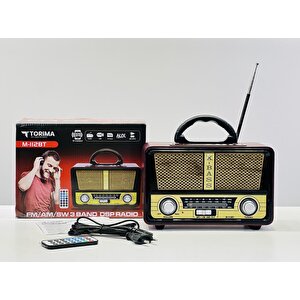 Torima M-112bt Kumandalı Nostaljik Radyolu Bluetooth Hoparlör Siyah