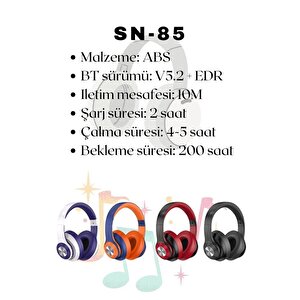 Tori̇ma Sn-85 Kablosuz Kulaklık Bluetooth 5.1 Turuncu-lacivert